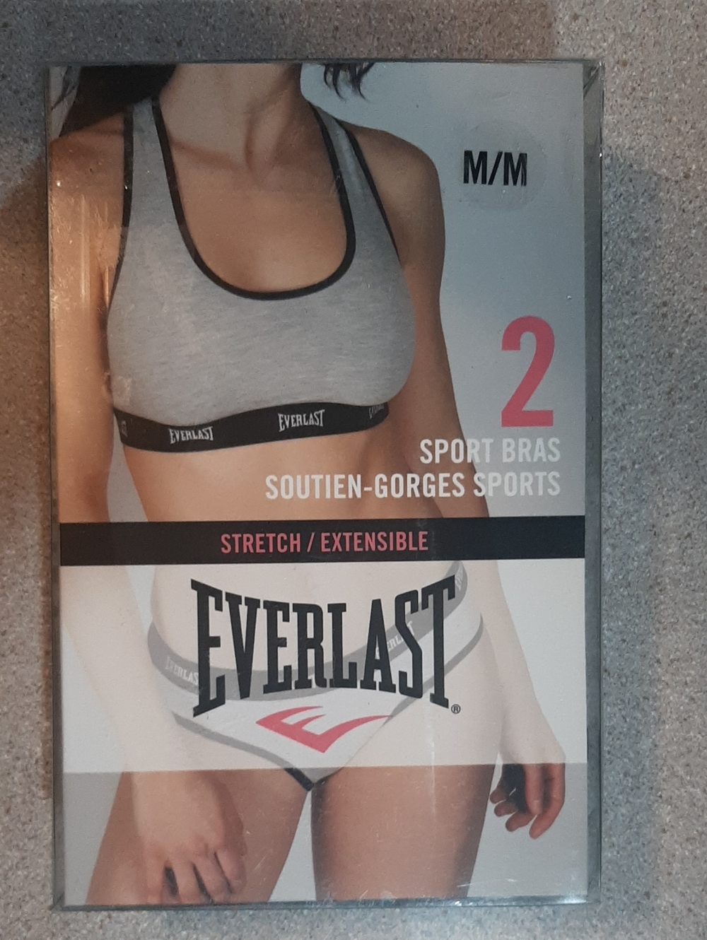 2 PAck of Everlast Gray and Black Racerback Sports Bra Pack Women's Medium